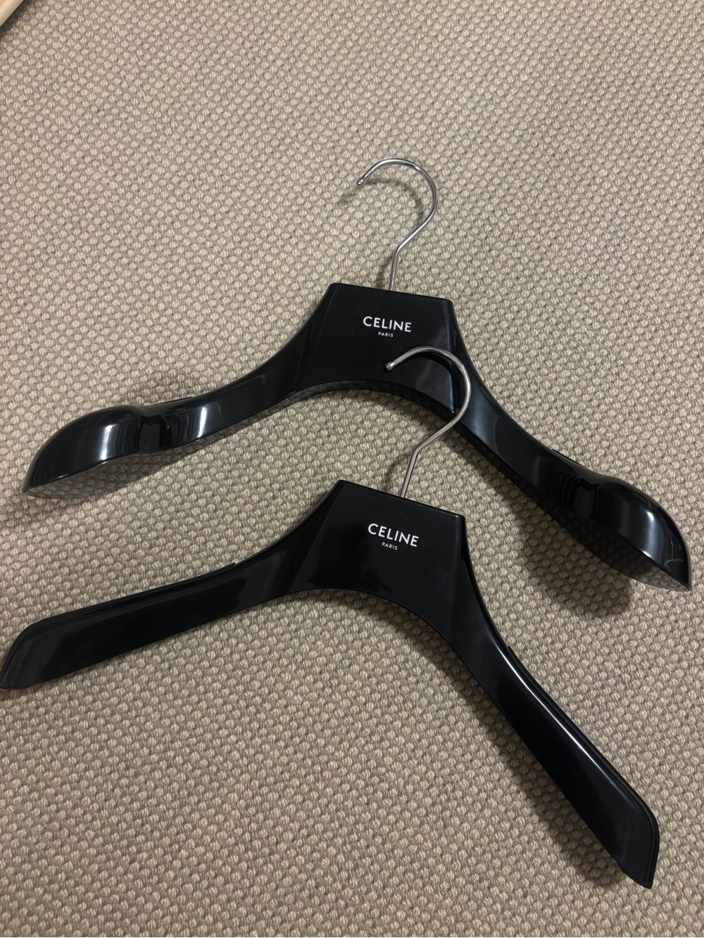 Celine Black Glossy Hanger Pair
